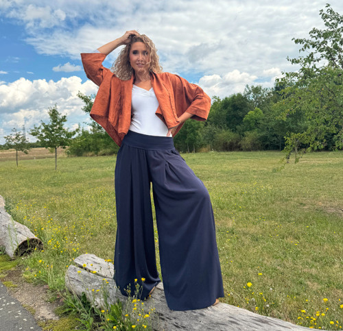 Kalhotová sukně ocelově modrá — foto 5