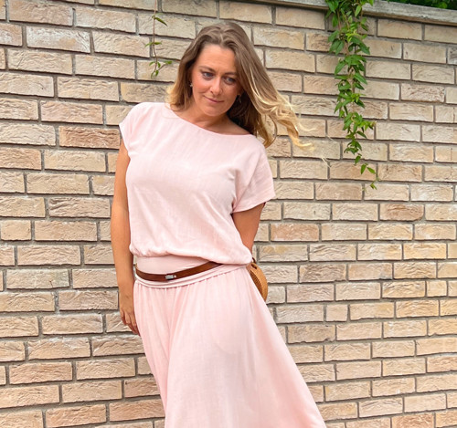 Volný top s pasem světle růžový — foto 2