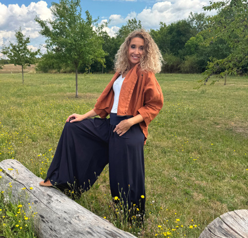 Kalhotová sukně ocelově modrá — foto 2