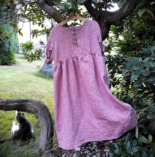 Lněné šatičky vintage bordo — foto 3