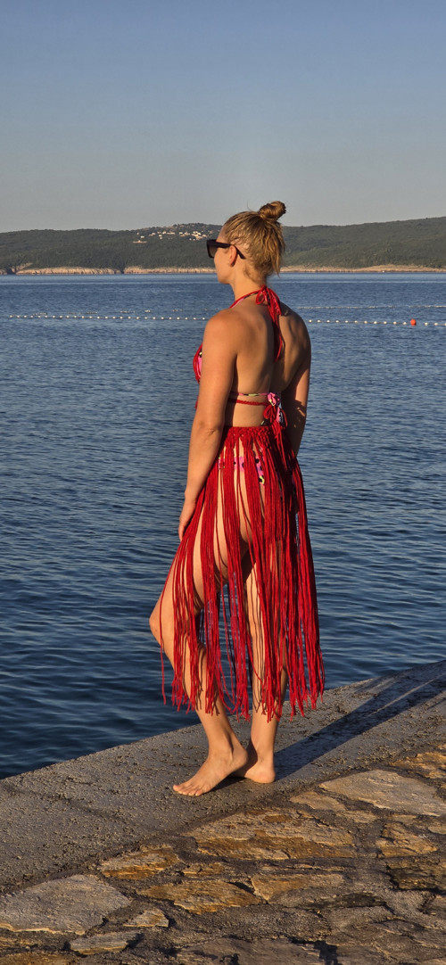 Červený macrame komlet vel.S — foto 6