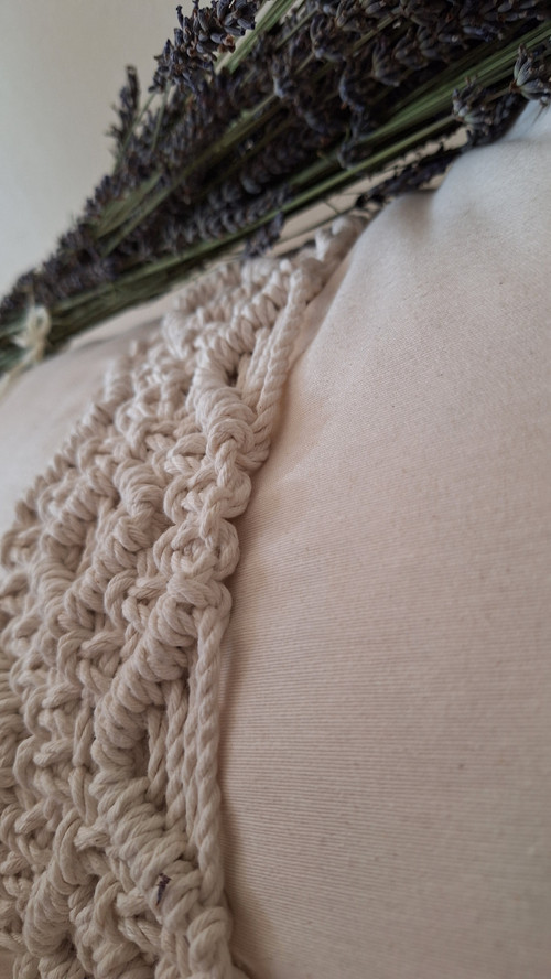 Boho dekorace na polštář / smetanová — foto 2