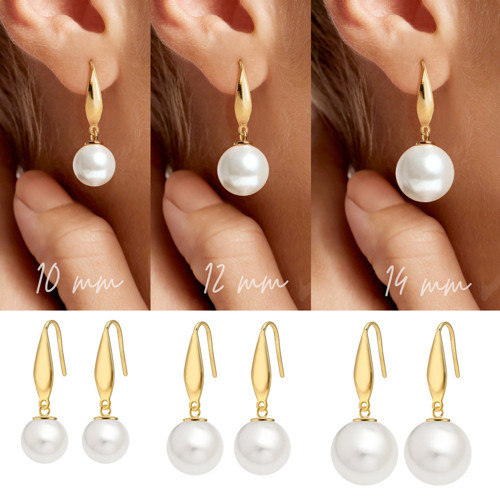 Pearl Drop / Ocel 316 gold / 1 pár / Průměr 10mm — foto 2