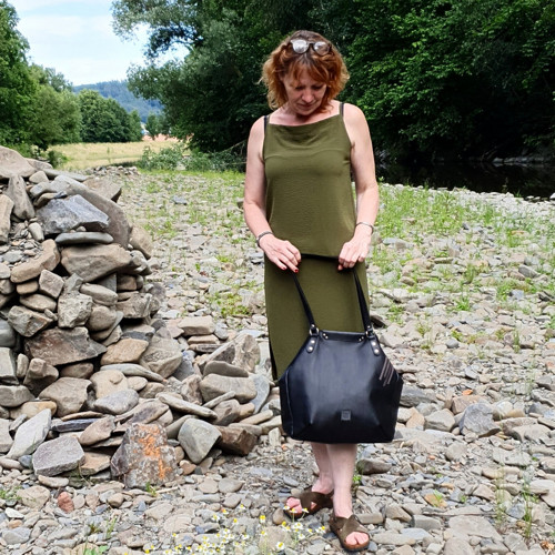 Velká černá kožená taška - Boho SISI — foto 2