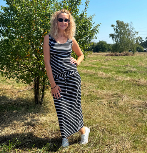 Černobílá sukně s kapsami dlouhá — foto 3