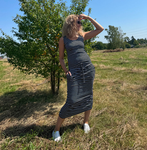 Černobílá sukně s kapsami dlouhá — foto 5