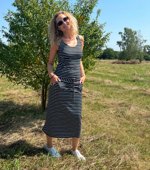 Černobílá sukně s kapsami dlouhá — foto 4