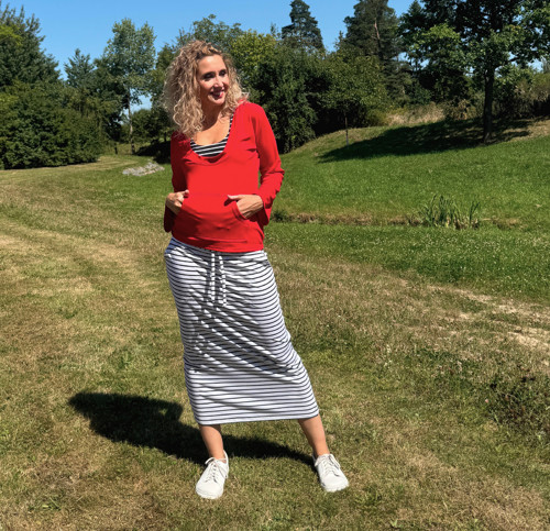 Bíločerná sukně s kapsami dlouhá — foto 4