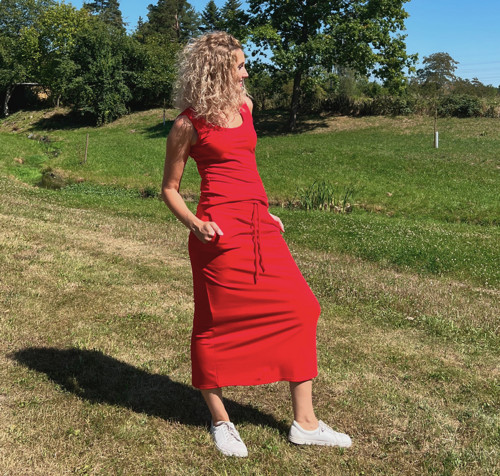 Červená sukně s kapsami dlouhá — foto 3