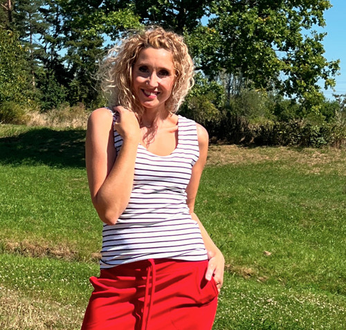 Tričko bez rukávů bíločerné — foto 5