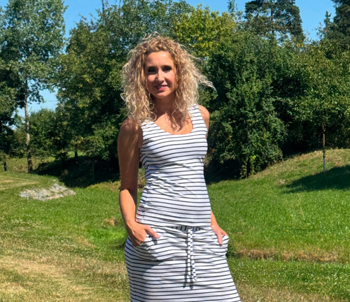 Tričko bez rukávů bíločerné — foto 3