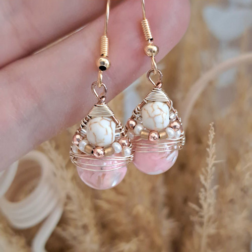 Náušnice Boho Pastels - Pink Shell — foto 3