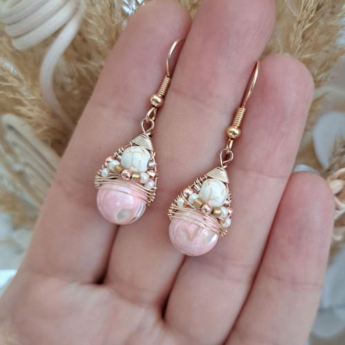 Náušnice Boho Pastels - Pink Shell — foto 4