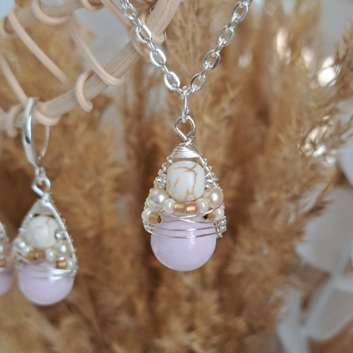 Náhrdelník Boho Pastels - Lila Jadeit — foto 2