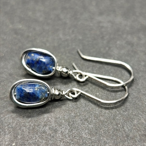 Náušnice - ocel/lapis lazuli — foto 3