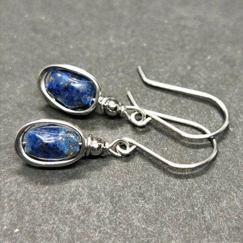 Náušnice - ocel/lapis lazuli — foto 2