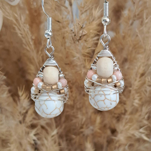 Náhrdelník Boho Pastels - Cream Howlit — foto 5