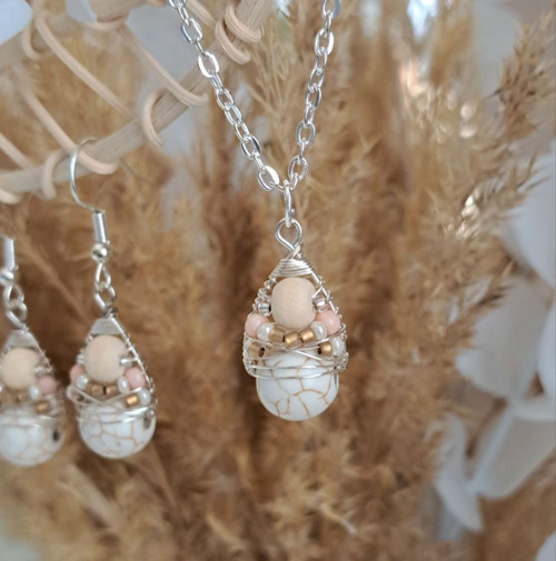 Náušnice Boho Pastels - Cream Howlit — foto 5