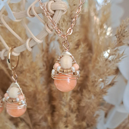 Náhrdelník Boho Pastels - Salmon Chalcedon — foto 2