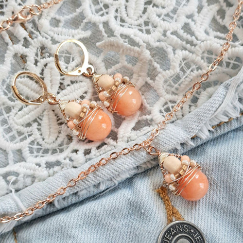 Náhrdelník Boho Pastels - Salmon Chalcedon — foto 3