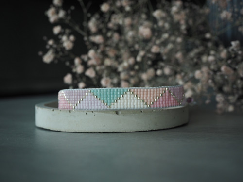 Miyuki tkaný náramek "Pastel Triangles II" — foto 4