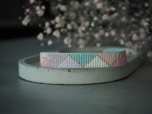 Miyuki tkaný náramek "Pastel Triangles II" — foto 3