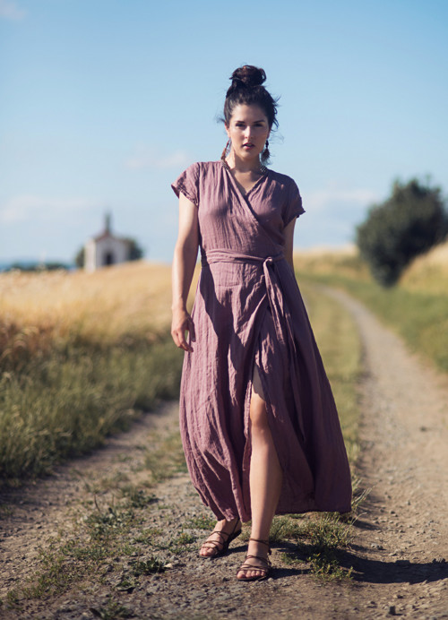 Maxi lněné zavinovací Roses Séchées — foto 5