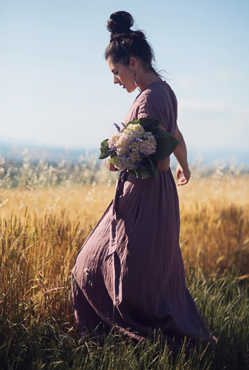 Maxi lněné zavinovací Roses Séchées — foto 6
