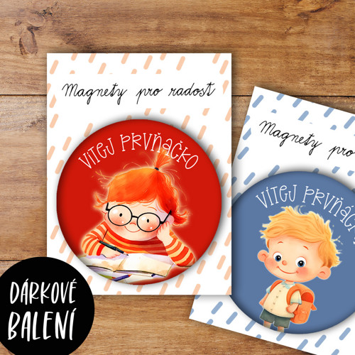 Magnet VÍTEJ PRVŇÁČKU 1ks/5,6cm — foto 3