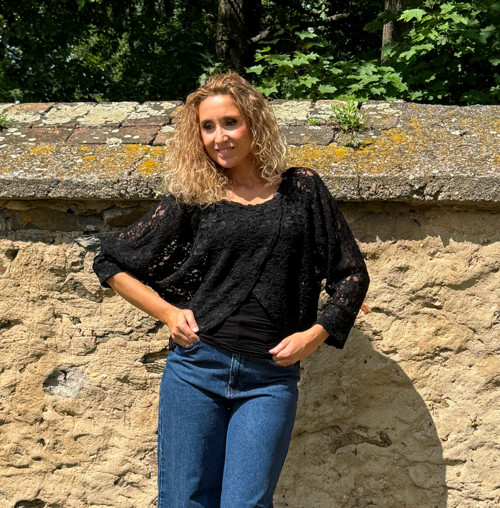 Kardigan krátký černá krajka — foto 5