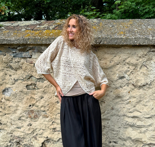 Kardigan krátký béžová krajka — foto 2