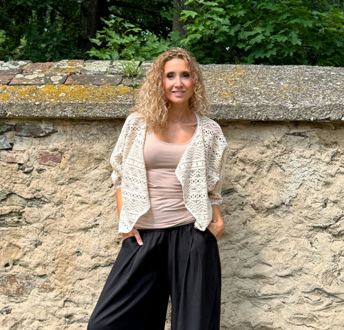 Kardigan krátký béžová krajka — foto 4