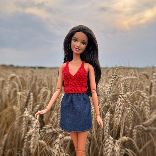 Džínová sukně pro Barbie - tmavě modrá — foto 2