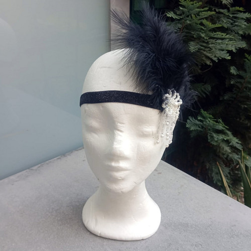 Great Gatsby Black Flower... čelenka — foto 5