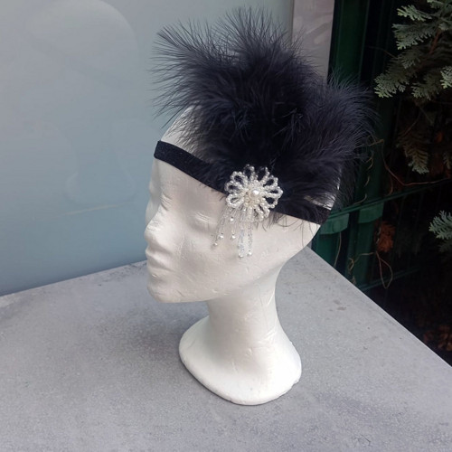 Great Gatsby Black Flower... čelenka — foto 3