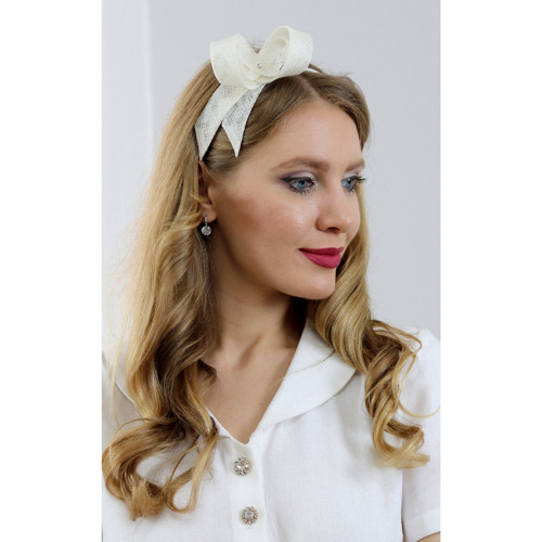 Rachel - čelenka s mašlí, bílá — foto 2