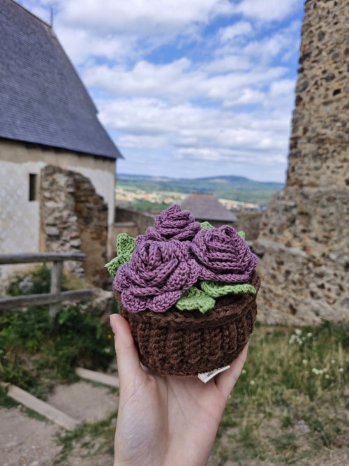 Háčkovaný koš s růžemi — foto 2