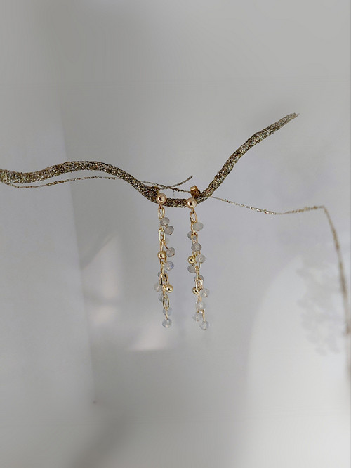 "ELA" Visací náušnice GOLD FILLED labradorit — foto 5