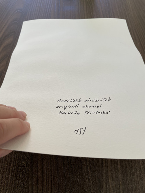 Originál akvarel - andělíček strážníček - modlitba — foto 6
