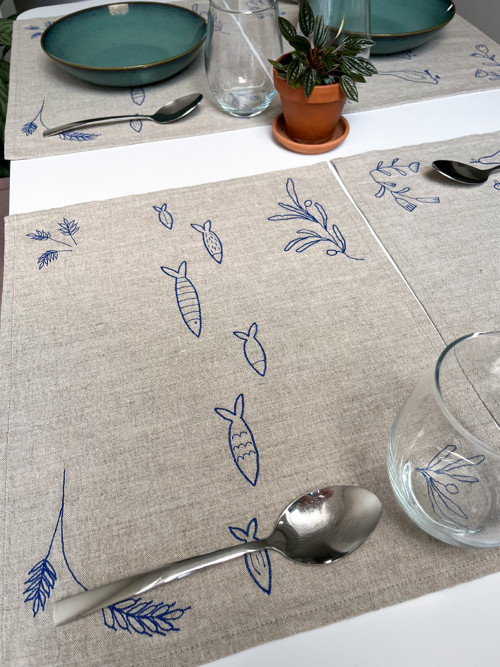 Vyšívané prostírání Ryby modré — foto 3