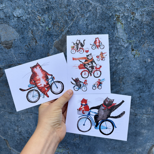 Pohlednice- Kočičí cyklisti — foto 2