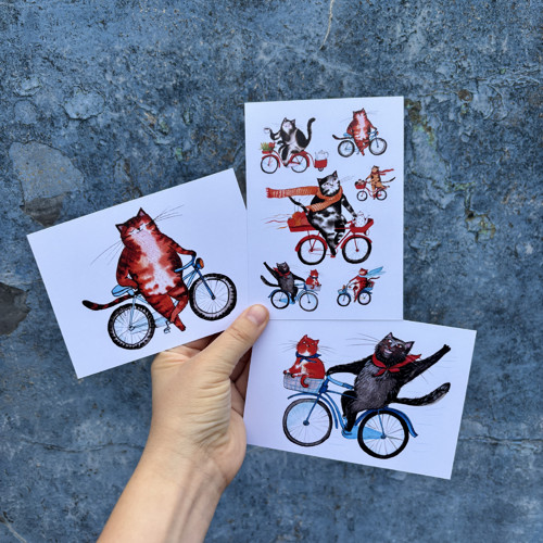 Pohlednice- Kočičí cyklisti — foto 2