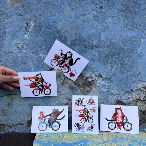 Pohlednice- Kočičí cyklisti — foto 2