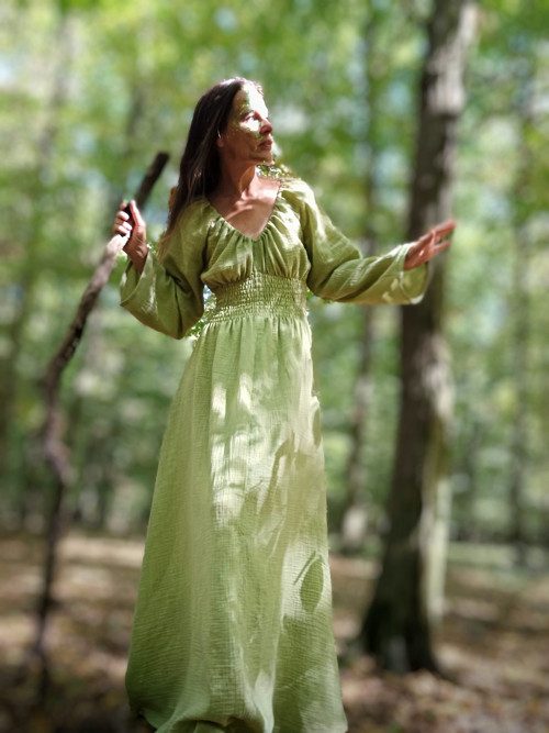 Boho Lesní Fairy Šaty Zelené — foto 3