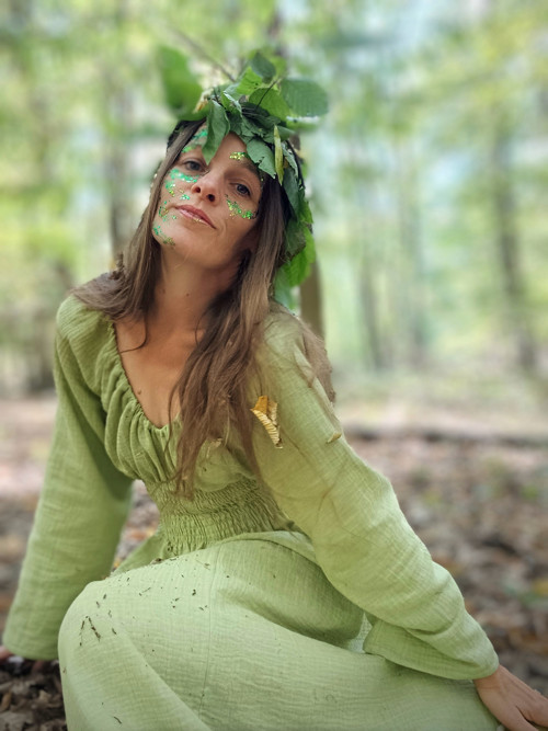 Boho Lesní Fairy Šaty Zelené — foto 4