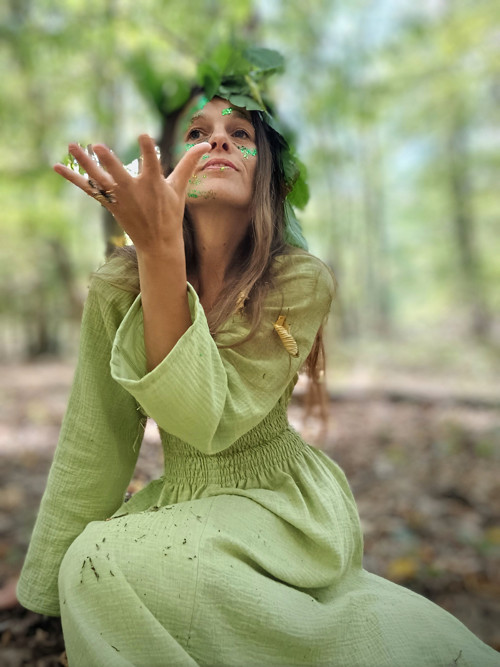 Boho Lesní Fairy Šaty Zelené — foto 2