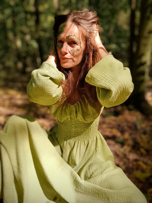 Boho Lesní Fairy Šaty Zelené — foto 5