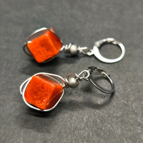 Náušnice - ocel/houbový korál — foto 2