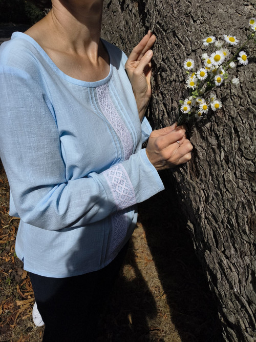Modré nebe babího léta....lněná halenka — foto 5