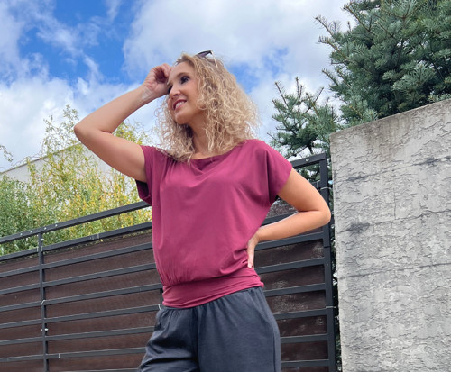 Volný top s pasem mahagon — foto 5